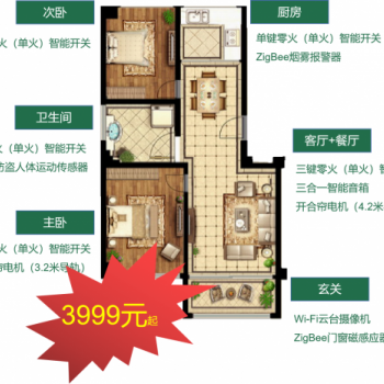 小犬智能兩室兩廳一衛(wèi)全屋智能  語音控制 遠程控制